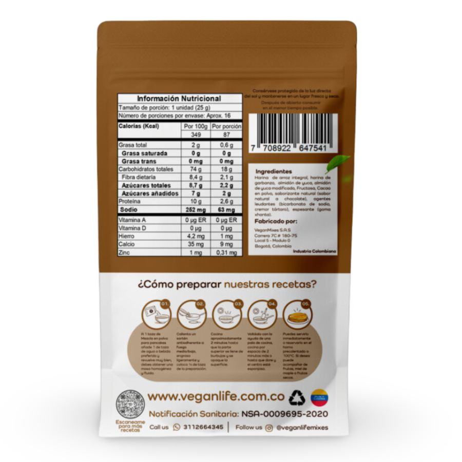 Mezcla para pancakes sabor chocolate