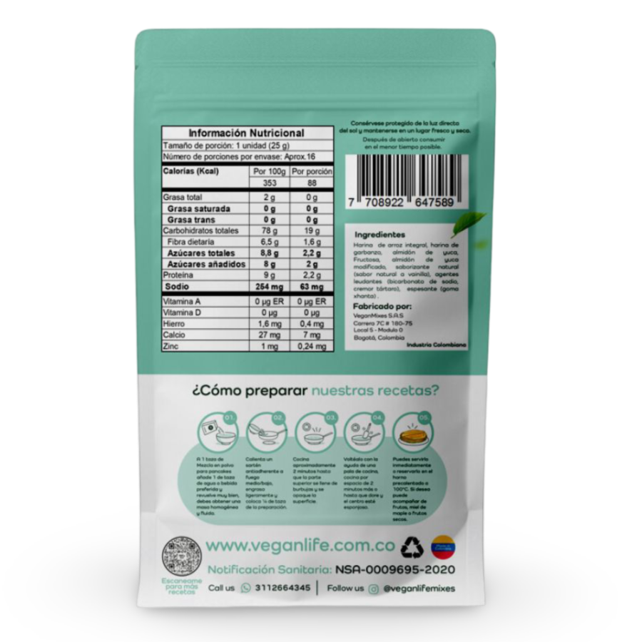 Mezcla para pancakes sabor vainilla